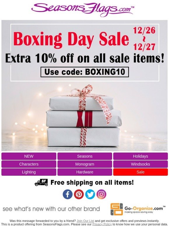 Boxing Day Sale Starts Now!