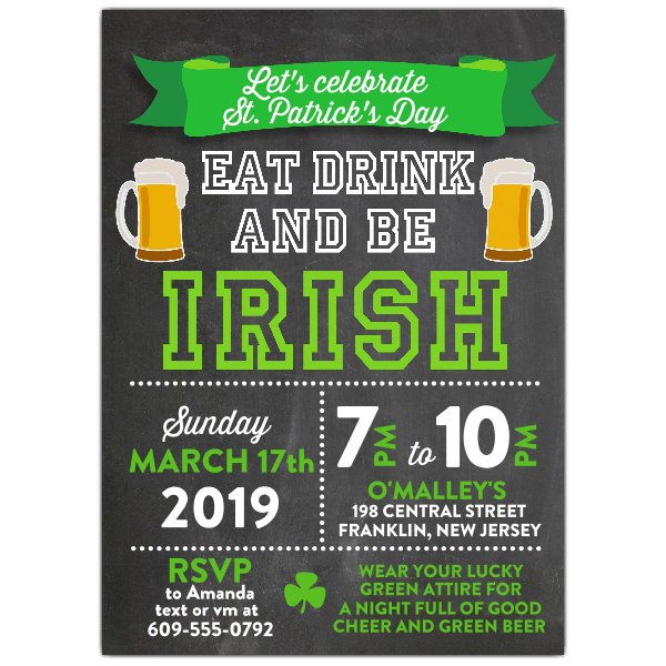 40% Off St. Patrick's Day Invitations - SHOP NOW >