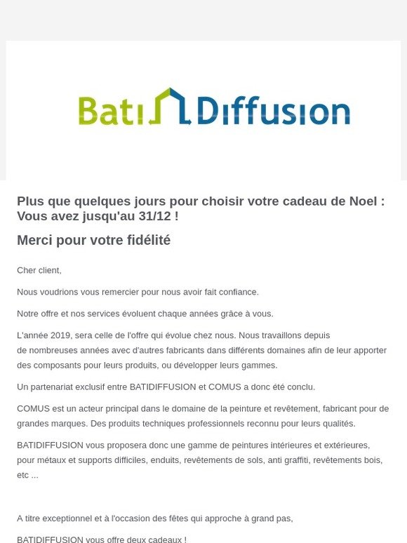 Nous vous offrons un cadeaux jusqu'au 31