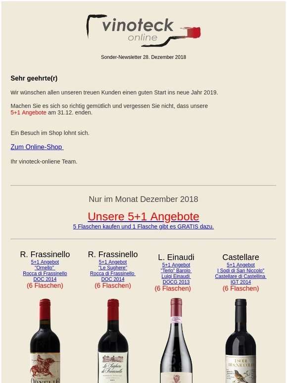 Weinimpressionen Angebot Dezember 2018
