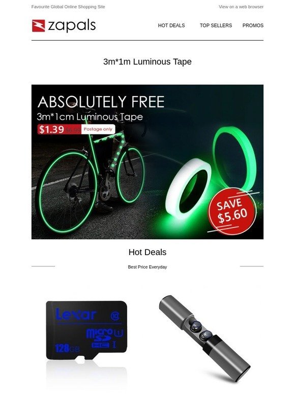 500 Stock Only - 3M Green Luminous Tape $1.39 Shipped; Touch Screen Gloves w/ Headset $7.99 Shipped and More $10 Deals
