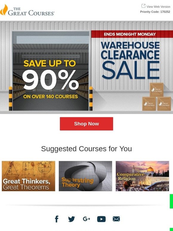 The Great Courses Warehouse Clearance Sale Save up to 90! Milled