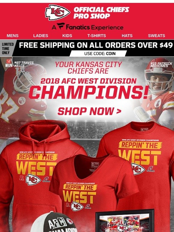 kc chiefs afc west champions gear
