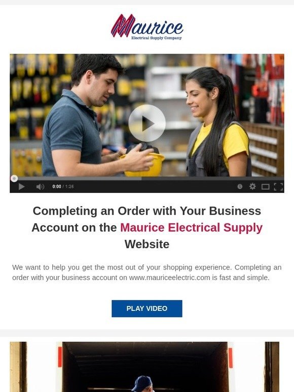 Completing an Order with Your Business Account on the Maurice Electrical Supply Website