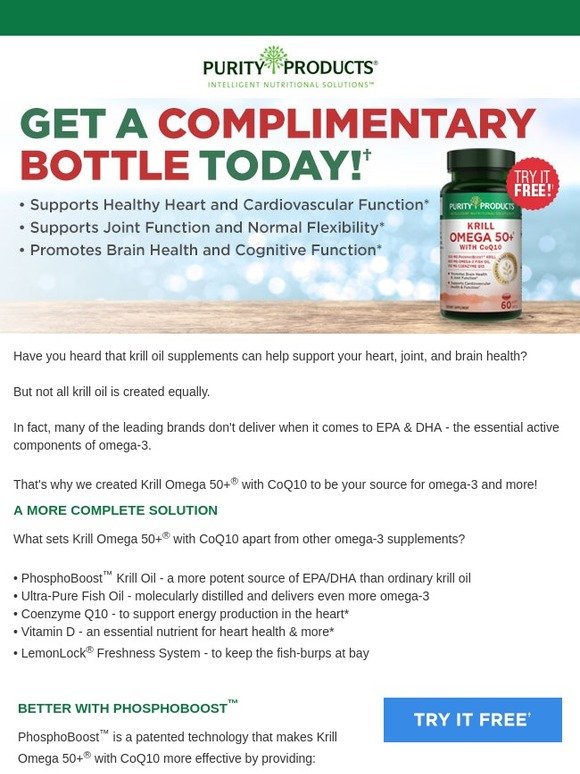 Purity Products Stay Healthy With A Complimentary Bottle Of Krill