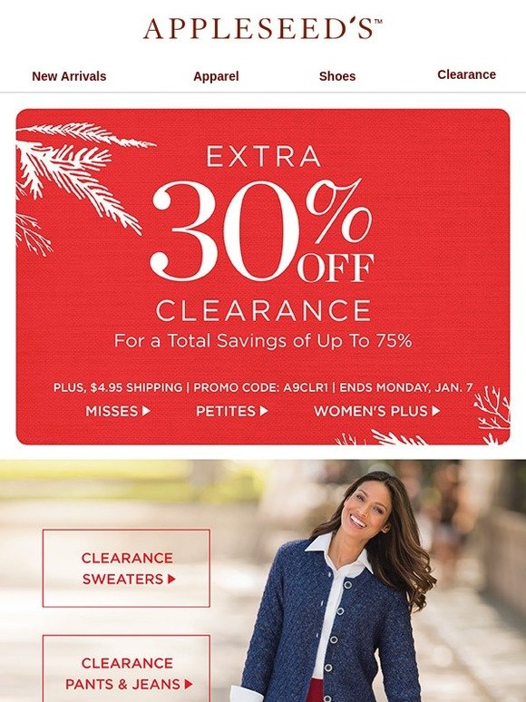 Appleseeds Take an Extra 30 Off Clearance Styles, Now Through Monday