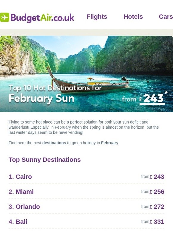 Where to go for February Sun?