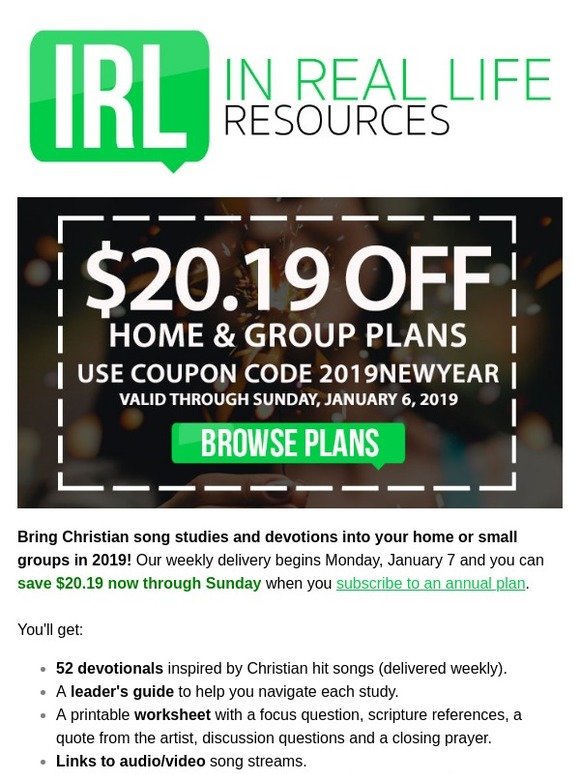 2019 New Year's Sale Ends Sunday