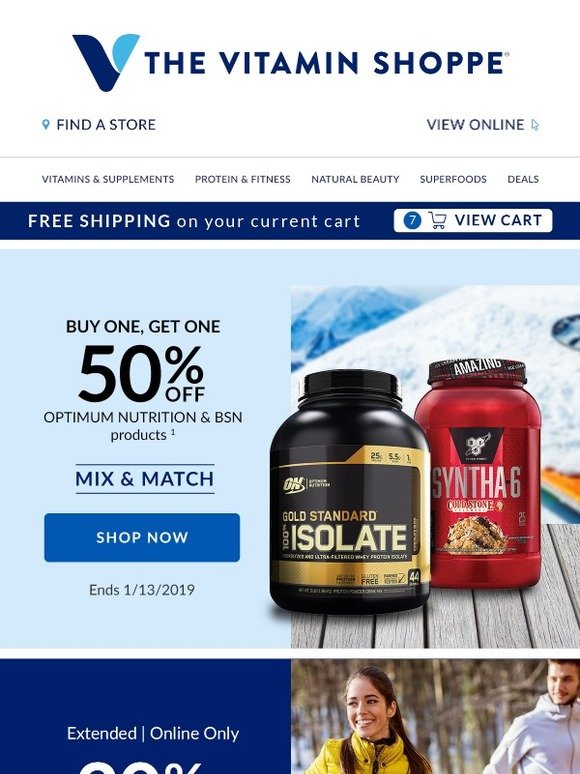 Vitamin Shoppe BOGO 50 BSN & Optimum Nutrition > Mix & Match! Milled