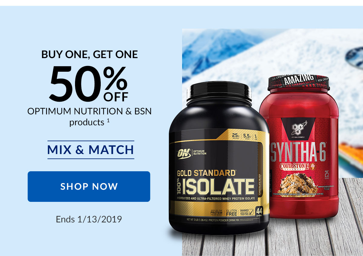 Vitamin Shoppe BOGO 50 BSN & Optimum Nutrition > Mix & Match! Milled