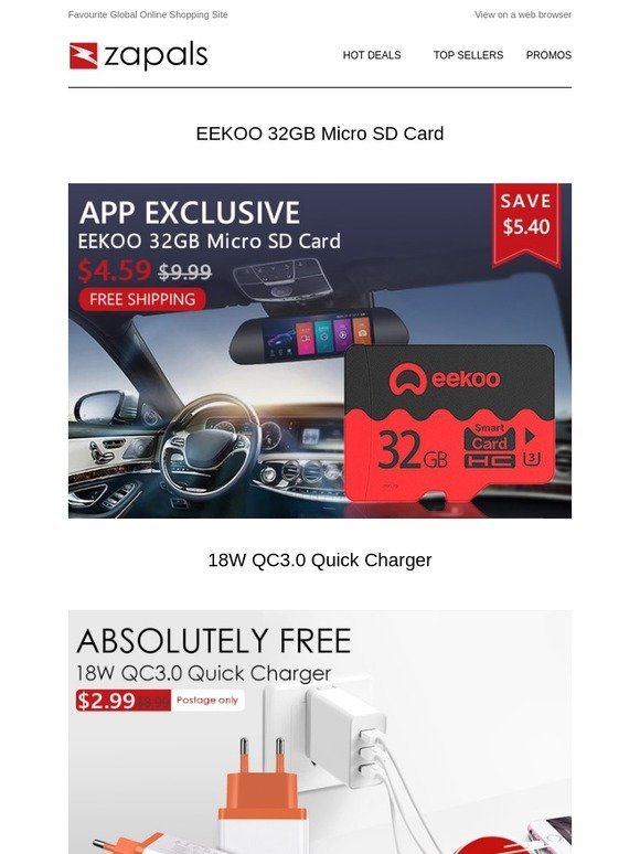 App Only - 32GB Micro SD Card $4.59 Shipped; 18W QC3.0 Quick Charger $2.99 Shipped and More