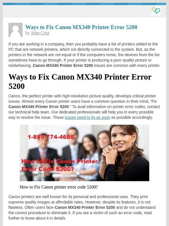 Techy Support: [New post] Fix MX340 Printer Error 5200 | Milled