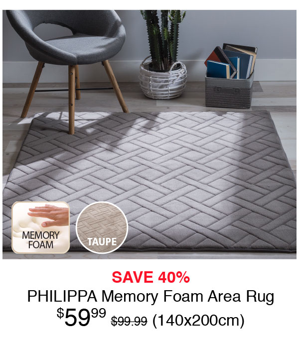 Philippa Memory Foam Area Rug (140x200cm) - Now $59.99 - Save 40%