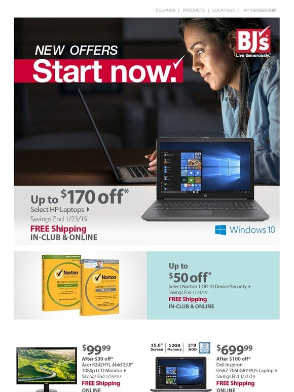BJs Wholesale Club New offers start now up to 170 off HP laptops