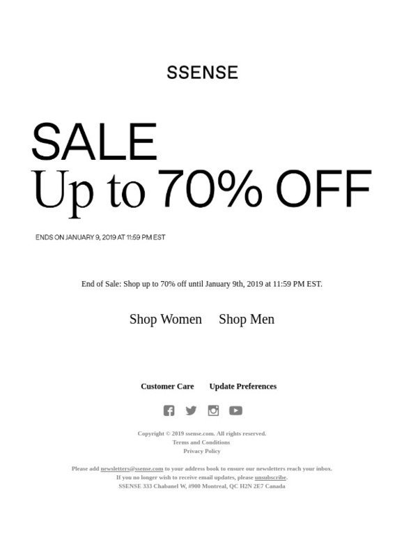 when does ssense sale end 2019