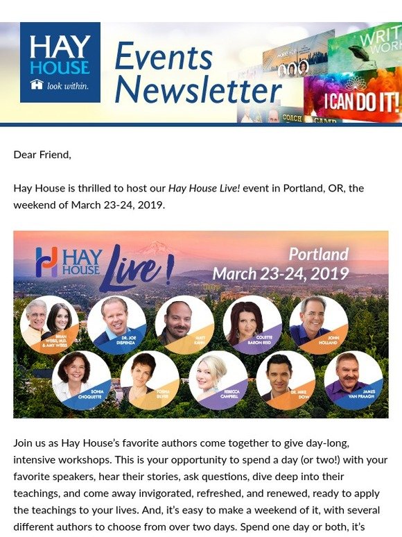 Hay House, Inc. Hay House Events 2019 Join us in Portland for Hay