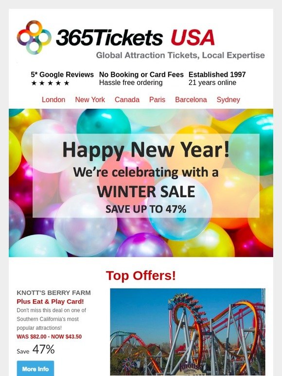 New Year's Deals For You at 365 Tickets USA!
