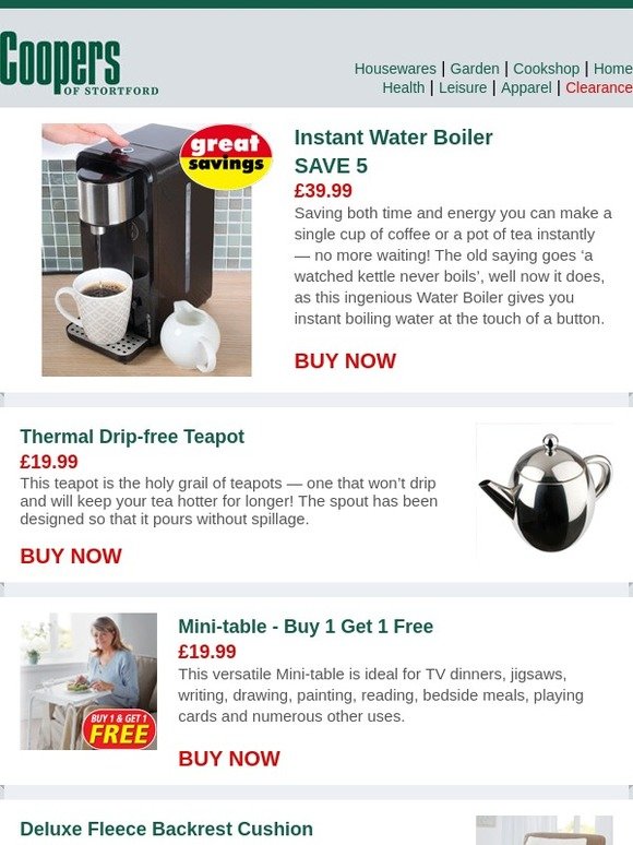 Coopers Instant Water Boiler 