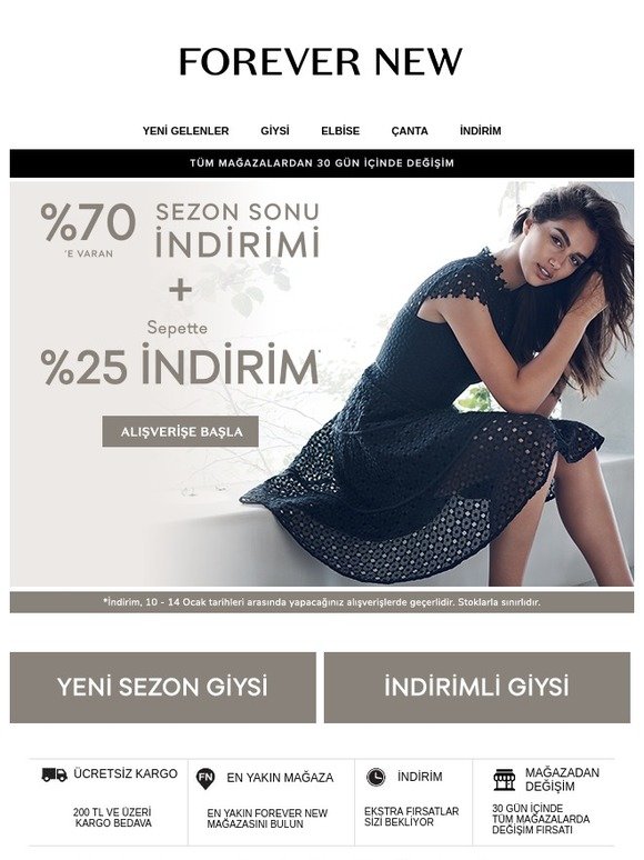 %70'e Varan Sezon Sonu İndirimi + Sepette %25 İndirim