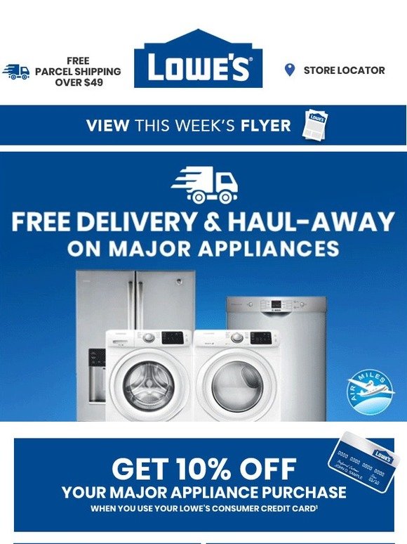 Lowe's Canada 🚚 Free delivery + haulaway on major appliances Milled