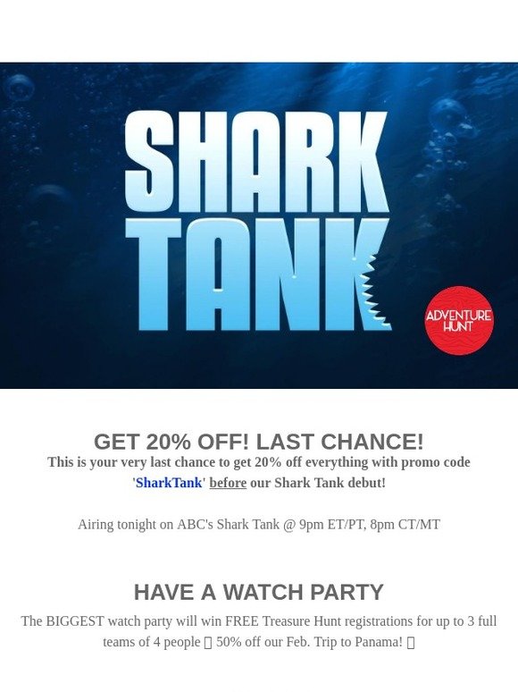 🚨 LAST CHANCE BEFORE SHARK TANK TO GET 20% OFF!! 🚨