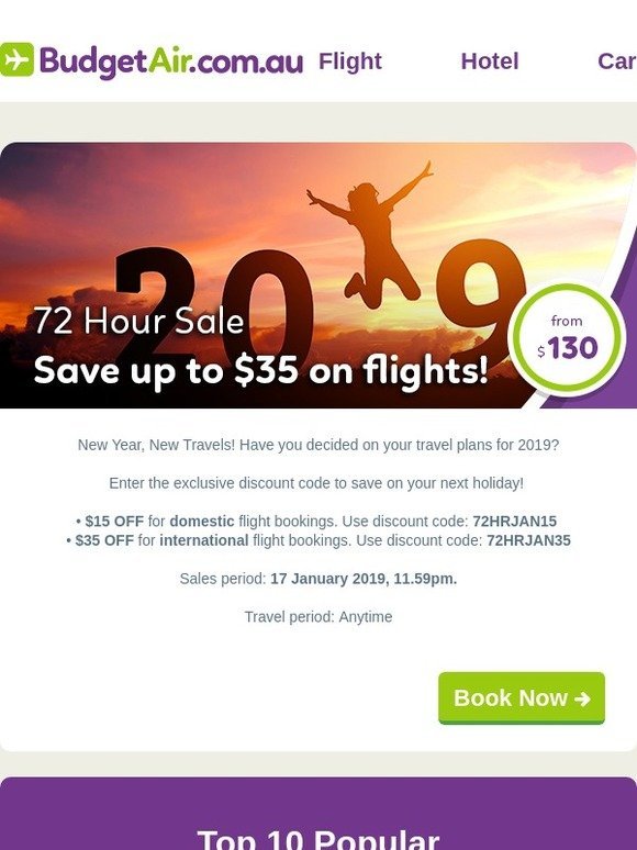 ✈️ 72-hr sale | Save up to $35 on flights & get ready to fly