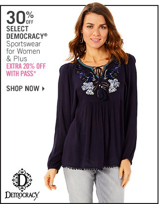 Shop 30% Off Select Democracy - Extra 20% Off With Pass*