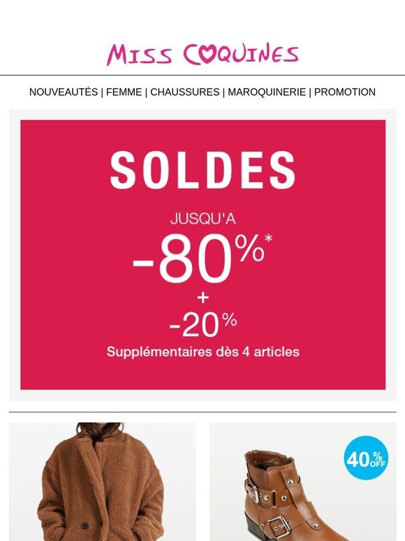 Soldes : jusqu'à - 80% + 20% supplémentaires dès 4 articles