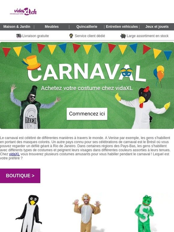 Procurez-vous votre costume de carnaval chez vidaXL