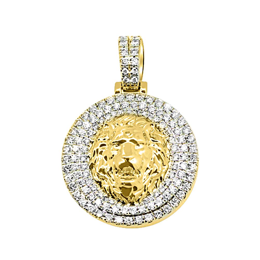 Image of 14K Yellow Gold 1.91 Carats Diamond Lion Medallion Pendant
