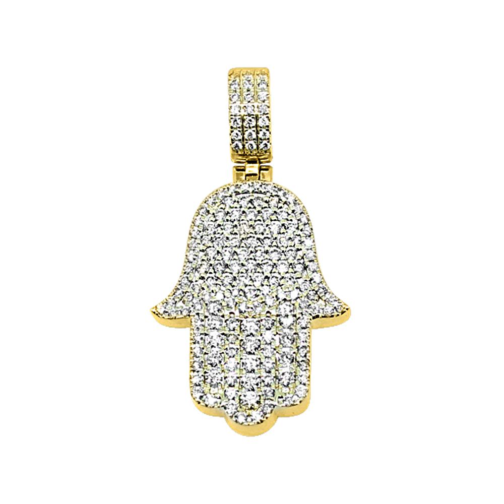 Image of 14K Yellow Gold 1.67 Carats Diamond Hamsa Pendant