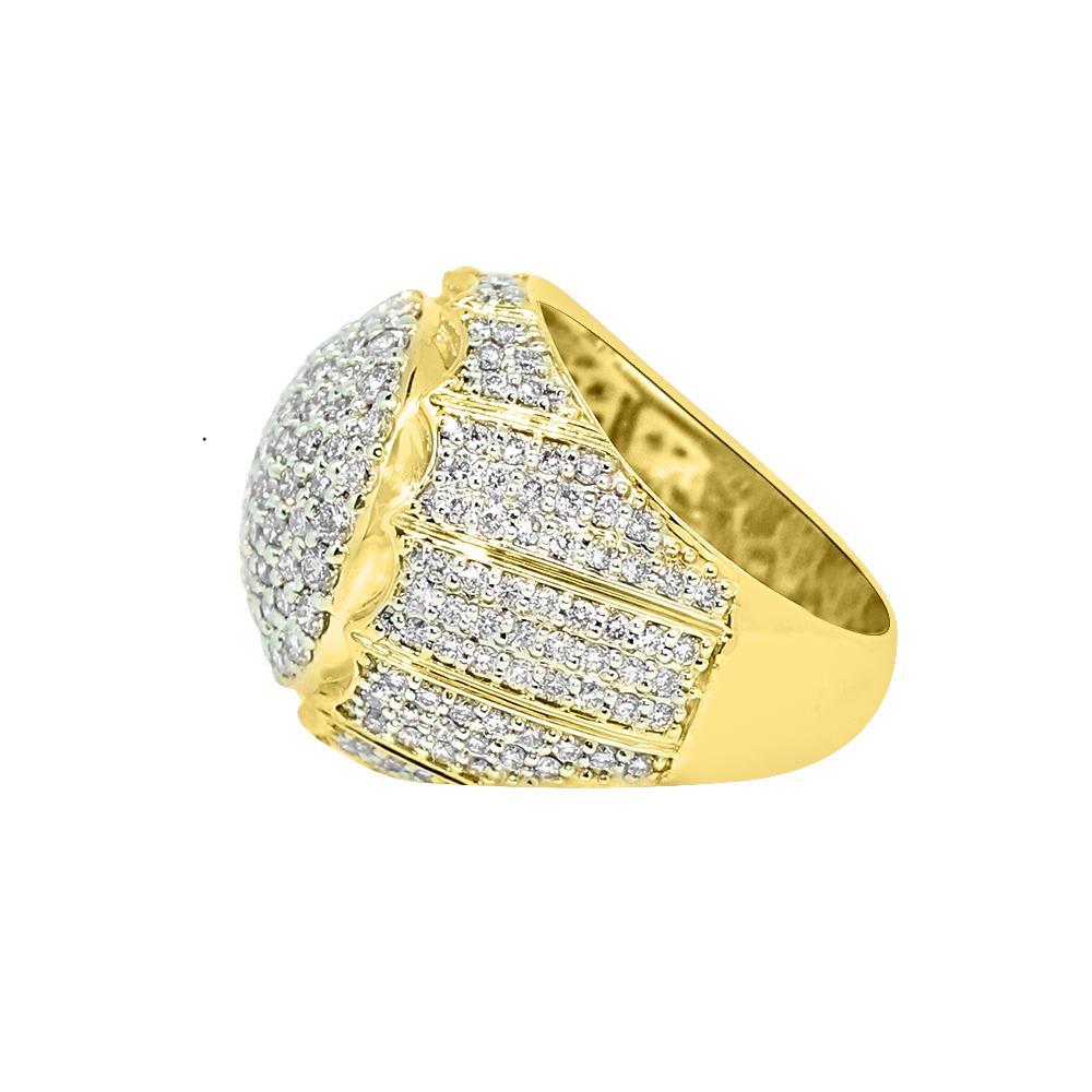 Image of 14K Yellow Gold 4.19 Carats Diamond Domed Bling Bling Ring
