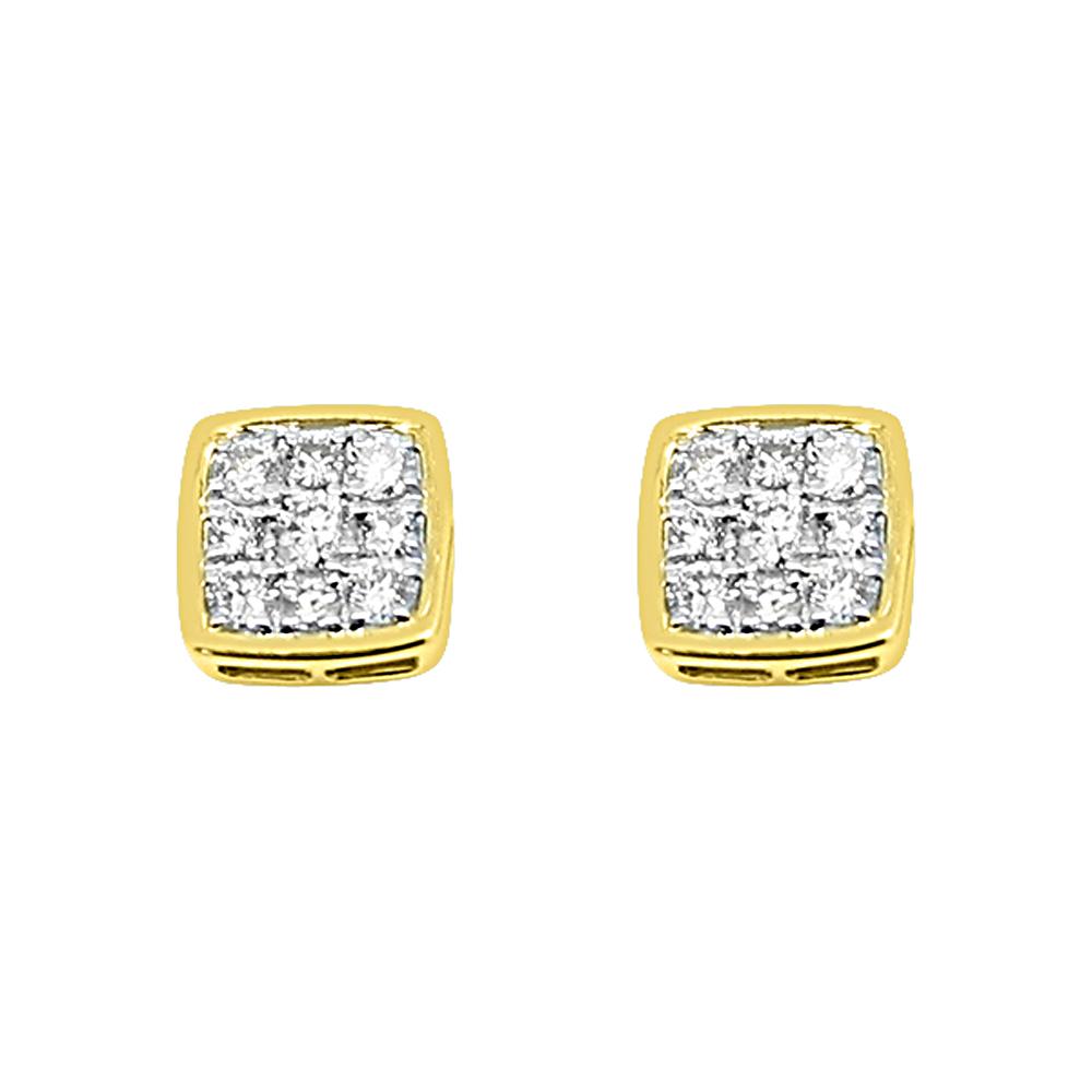 Image of 14K Yellow Gold 0.50 Carats Diamond Square Outline Ice Earrings