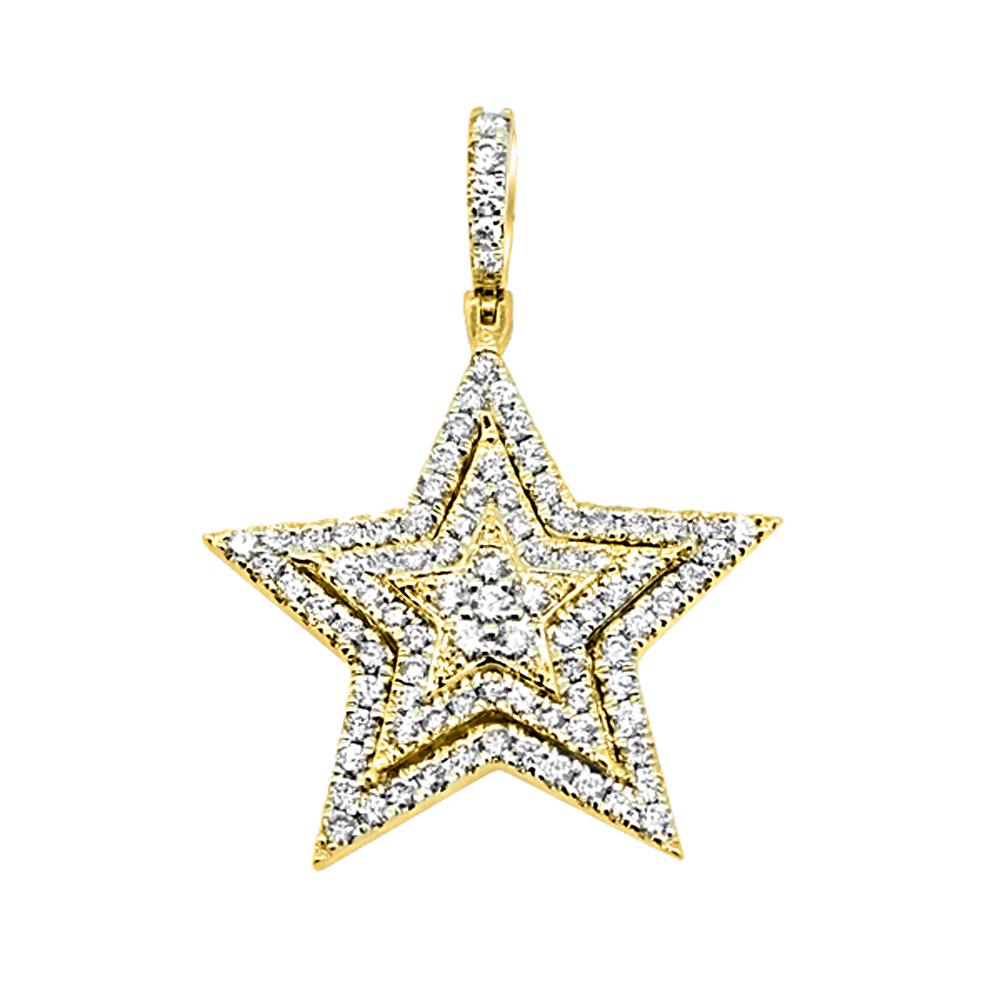 Image of 14K Yellow Gold 2.40 Carats Diamond Super Star Pendant