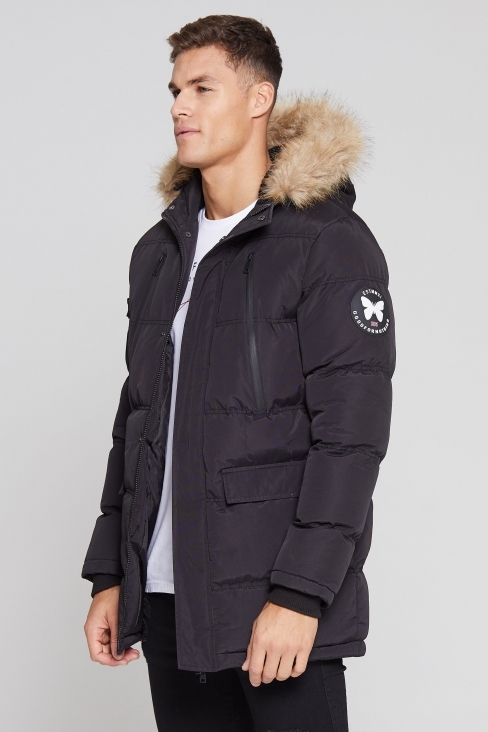 good for nothing glacier black long parka