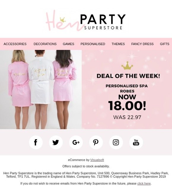 Save on Hen Party Spa Robes with our Deal of the Week!