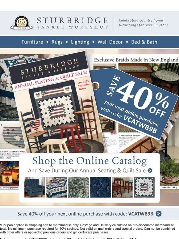 Sturbridge Yankee Our Newest Catalog! Save 40 on Already