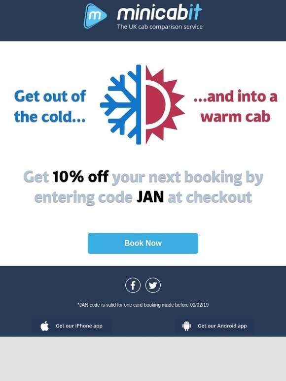 10% off your next (warm) cab!