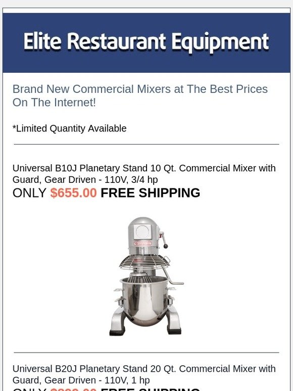 Universal B20J Planetary 20 Qt. Commercial Mixer with Guard - Gear Driven