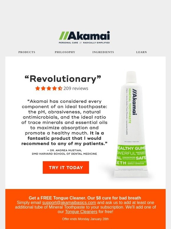 Akamai The Reviews Are In Our Mineral Toothpaste is a "Game Changer