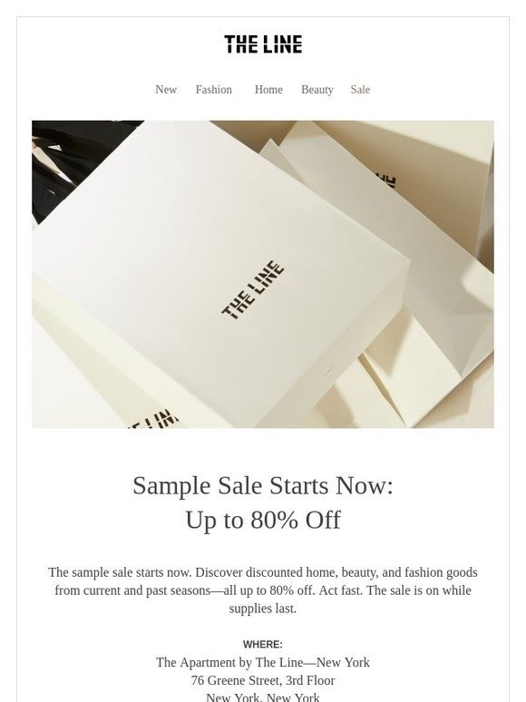 Sample Sale Starts Now: Up to 80% Off