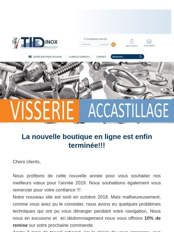 TID-inox: Ouverture de la nouvelle boutique en ligne