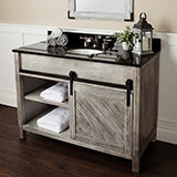 48 INCH GREY WASHED BARN DOOR VANITY