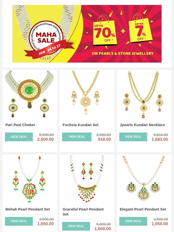 MahaSale Get Upto 70% Off On pearl Jewellery
