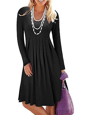 Round Neck  Plain Shift Dress