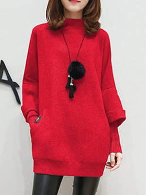 Round Neck  Patchwork  Plain Shift Dress