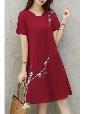 Asymmetric Neck  Floral Printed Shift Dresses