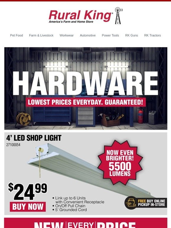 Rural Shop Hot Buys In Lighting & Hardware Milled