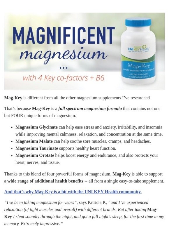 UNI KEY Health Systems Facts you should know about magnesium Milled