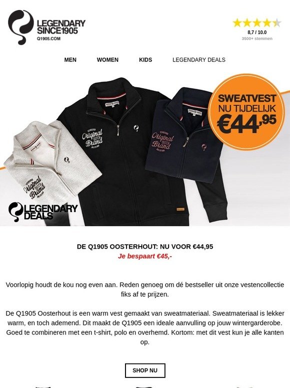 Speciaal om de kou te trotseren: €45 korting op de Q1905 Oosterhout